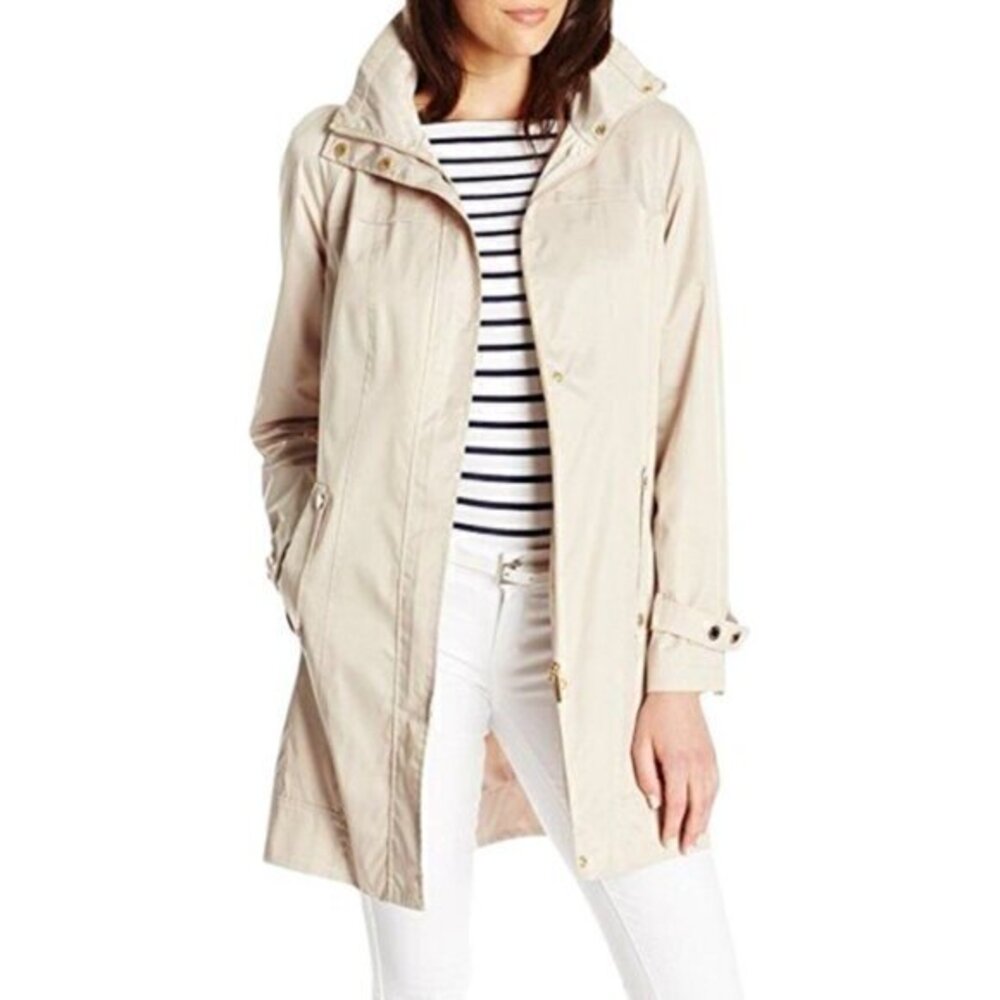 Calvin Klein Long Packable Anorak Trench Coat Jacket Size XS Buff Color